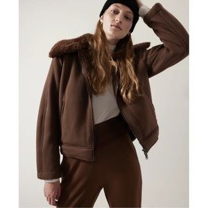 ATHLETA Westbound Jacket Faux Sherpa Brown PM NWT